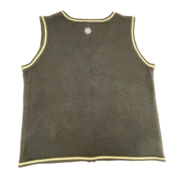 Holiday Time Christmas Sweater Vest Black Red Green Gold Metallic Size XL 16-18 - Picture 2 of 6